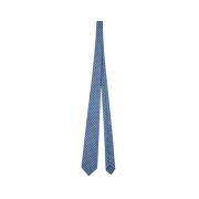 Kiton Handgjord Mikro Blommig Sidenslips Blue, Unisex