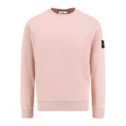 Stone Island Bomull Crew-neck Sweatshirt med Badge Pink, Herr