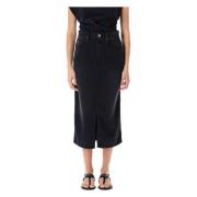 Isabel Marant Étoile Svart Denim Midi Kjol Black, Dam