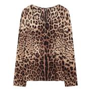 Dolce & Gabbana Stilig Top med Girocollo Design Brown, Dam