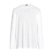 Kiton Vit Bomull Långärmad Rundhalsad T-shirt White, Herr