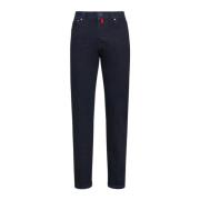 Kiton Slim Fit Mörkblå Bomullsjeans Blue, Herr