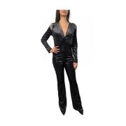 ViCOLO Svart jumpsuit med polyester och elastan Black, Dam