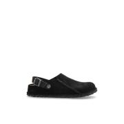 Birkenstock Slides Lutry Premium Suede Black, Dam