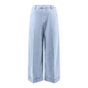 Valentino Flared Wide Leg Jeans med Logoed Knappar Blue, Herr