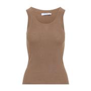 Max Mara Stickad tanktop i kamel Brown, Dam