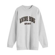 Anine Bing Organisk Bomullssweatshirt med Chenille Patch Gray, Dam