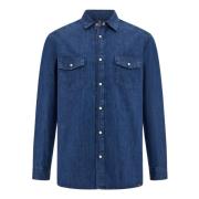 Boggi Milano Bomullsdenimskjorta Blue, Herr