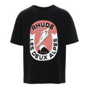 Rhude Svart Jersey T-shirt med Logo Print Black, Herr