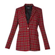 Liu Jo Röd Tartan Blazer Klassisk Stil Red, Dam