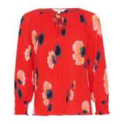 Part Two Veckad blus med blommigt tryck Red, Dam