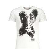 Cavalli Class Vit Bomull Logo Print T-shirt White, Herr