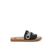 Chloé Svarta Linne Platta Slip-On Sandaler Black, Dam