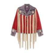 Bode Fringe Flag Jacka Red, Herr