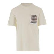 Helmut Lang Bomull Postkort Tryck T-shirt Beige, Herr