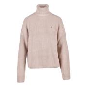 Tommy Hilfiger Bomull Stickad Tröja Beige, Dam