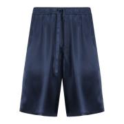 Dolce & Gabbana Blå Silke Dragsko Shorts Blue, Herr