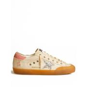 Golden Goose Glitter Star Canvas Sneakers Beige, Dam