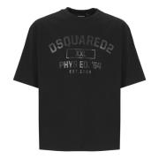 Dsquared2 Svart Bomull T-shirt med Gummilogo Black, Herr