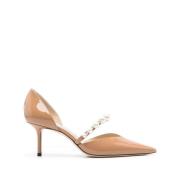 Jimmy Choo Elegant Beige Läderklackar med Smycken Beige, Dam