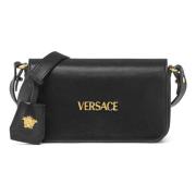 Versace Svart Läder Axelväska Black, Dam