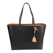 Tory Burch Svart Shopper Väska med Logotypcharm Black, Dam