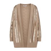 Max Mara Kamel Micro Cardigan Beige, Dam