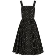 Dolce & Gabbana Polka Dot Bomull Midi Klänning Black, Dam