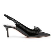 Valentino Svart läderpump med rosett-detaljer Black, Dam