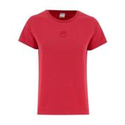 Pinko Kärleksfåglar Broderad Bomull T-shirt Red, Dam