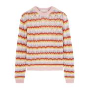 Maison Kitsuné Randig ullblandad crewneck tröja Multicolor, Dam