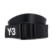 Y-3 Logo Print Justerbart Bälte Black, Herr