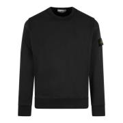 Stone Island Logo Crewneck Sweatshirt Ss25 Regular Fit Black, Herr