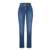 MAC Blå Straight-Leg Jeans med Feminin Silhuett Blue, Dam