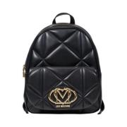 Love Moschino Snygg Svart Polyuretan Ryggsäck Damkollektion Black, Dam