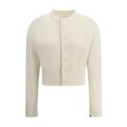 Extreme Cashmere Räfflad Cashmere Cardigan med Knappstängning Beige, D...