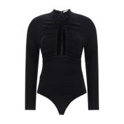 Magda Butrym Body med Tulleapplikation och Cut-Out Black, Dam