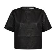 Co'Couture Läder Tee Top Svart Black, Dam