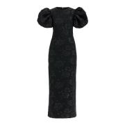 Rotate Birger Christensen Blommig Jacquard Midi Klänning Elegant Stil ...