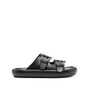 Alexander McQueen Svarta Sandaler med Dubbel Spänne Black, Herr