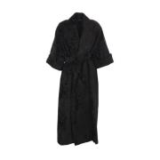 Max Mara Svart Sammet Blommig Damaskrock Black, Dam