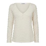 Co'Couture Pompomcc Blus Top Off White White, Dam