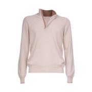 Gran Sasso Ull Half-Zip Ribbad Polotröja Beige, Herr