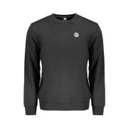 North Sails Svart Bomulls Sweatshirt med Applique Logo Black, Herr