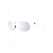 Moncler Vit Unisex Solglasögon Oval Stil White, Unisex