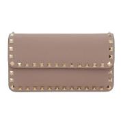 Valentino Garavani Studded Läderkedja Plånbok Väska Beige, Dam