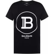 Balmain Svart Bomull Slim Fit T-shirt Black, Herr