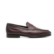 Santoni Brun Penny Slot Shearling Loafers Brown, Herr