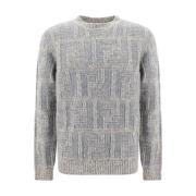 Fendi Jacquard Stickad FF Logo Sweater Gray, Herr