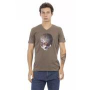 Trussardi Höjd Avslappnad Brun V-ringad T-shirt Brown, Herr